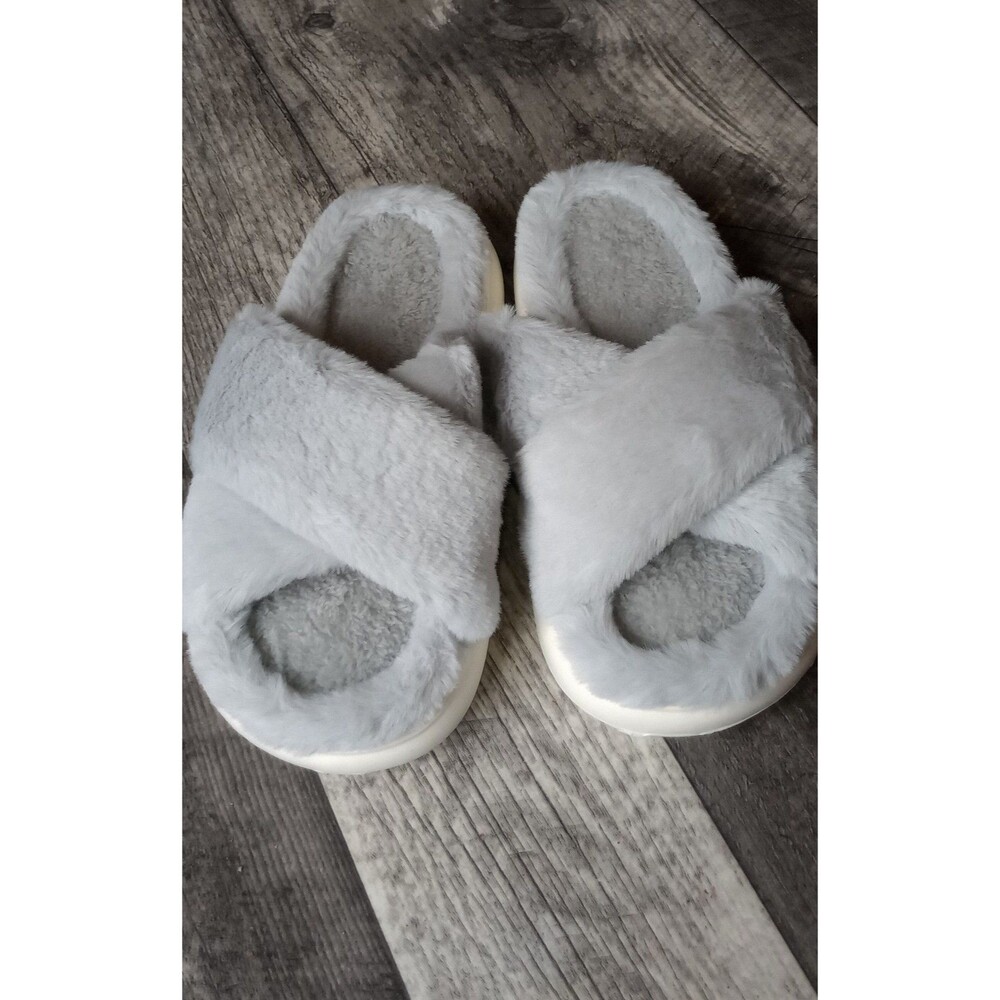 Koknwoa Women's Chinese 38/39 US Sz 8 Thick Sole Cushioned Gray Slippers, NWT